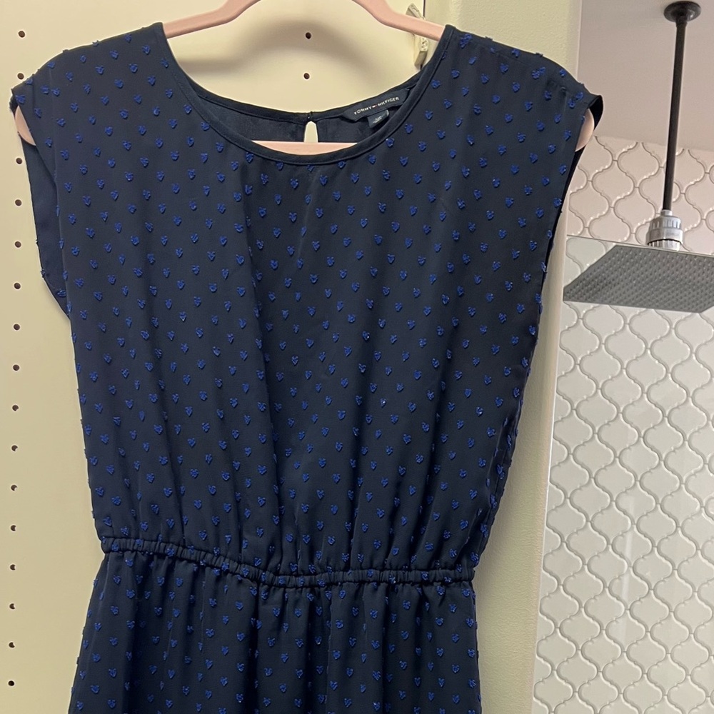 Dark blue dress .